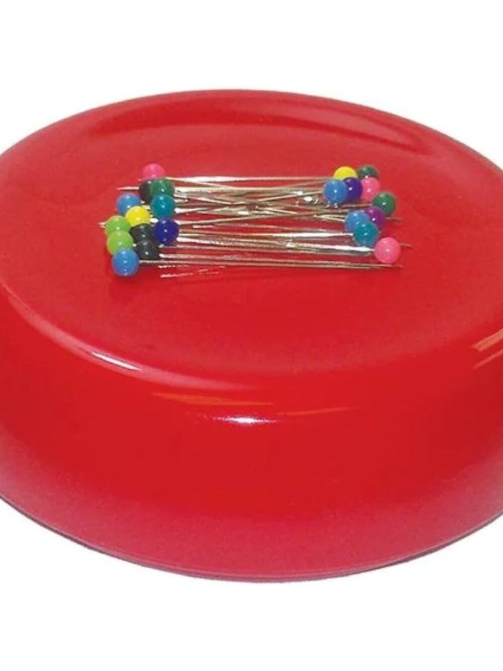 Magnetic Sewing Pincushion with 50 Plastic Head Pins – Magnet Pin Organizer for
